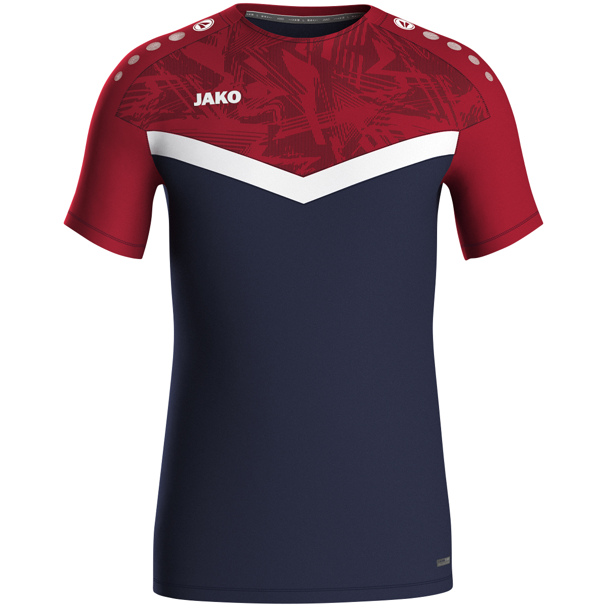 JAKO T-Shirt Iconic marine/chili rot 140