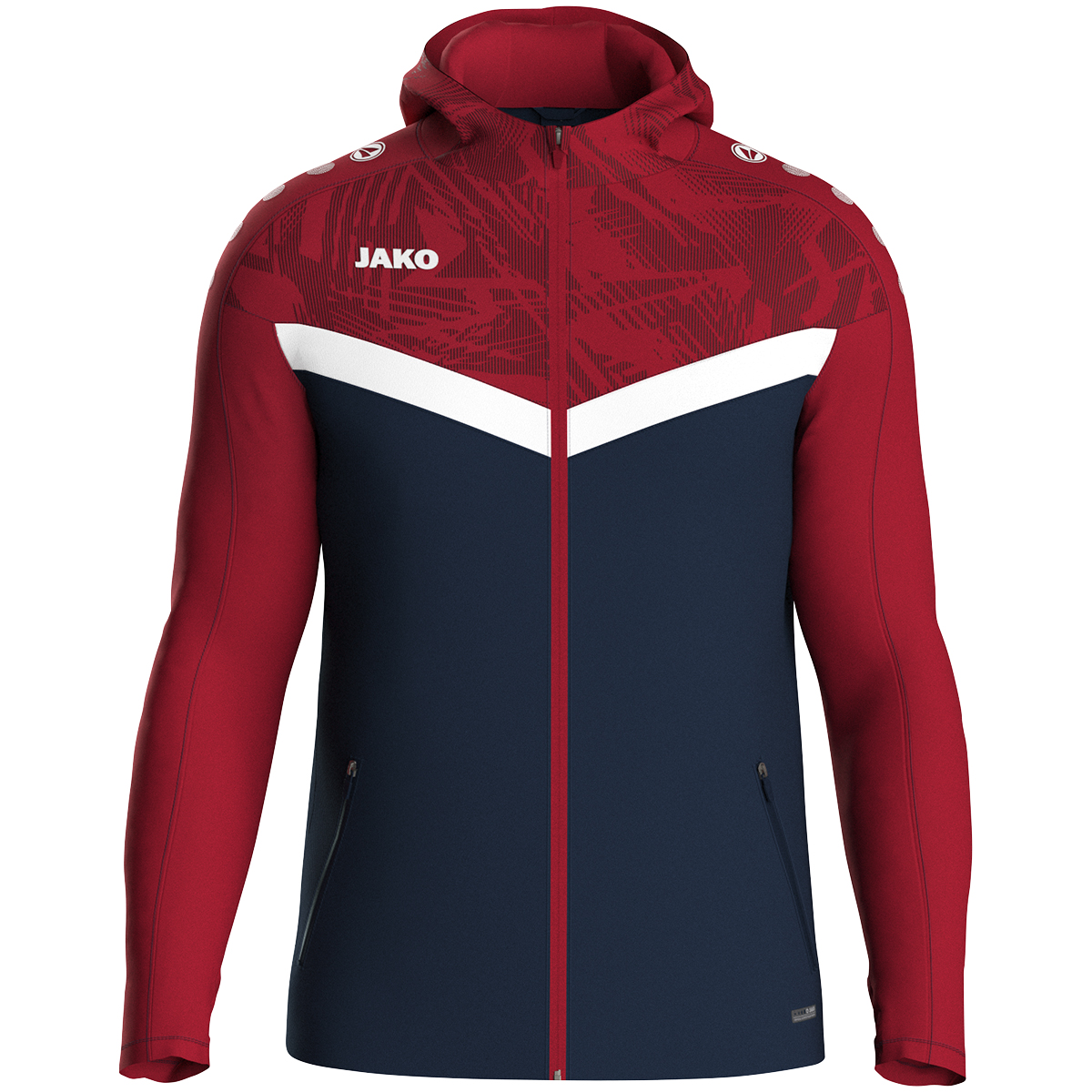 JAKO Kapuzenjacke Iconic marine/chili rot XXL